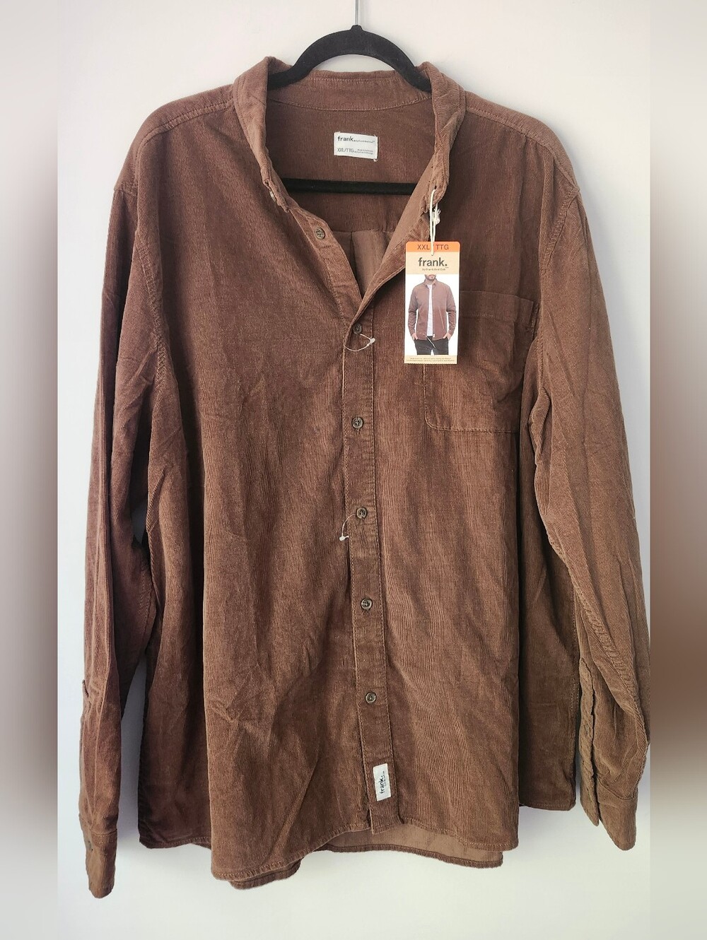 Frank & Oak Button Down Mens XXL Long Sleeve Brown Shirt